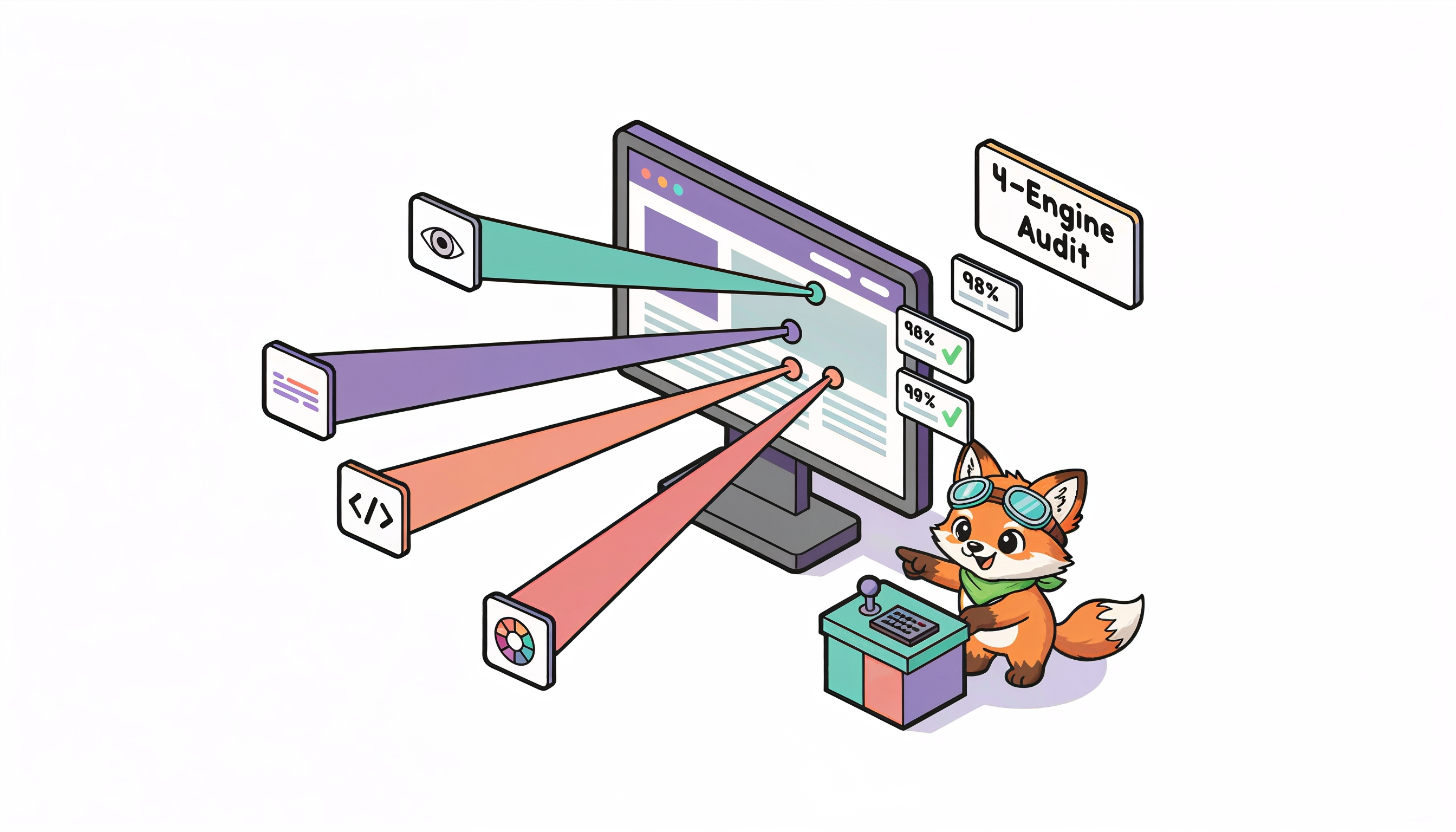OpenScouter free audit showing four-engine analysis of accessibility barriers for financial services products
